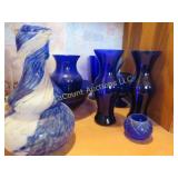 Blue glassware vases art glass bowl