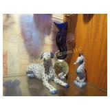 Art Glass seahorse decor blue white dog