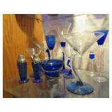 blue glassware salt pepper decor