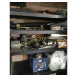 metal shelving unit w contents misc items