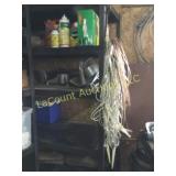 metal shelving unit w contents gardening items