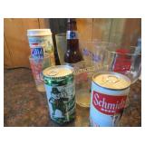 assorted beer lot glasses cans Walters glass