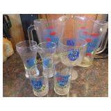 Old Style beer lot pitchers glasses