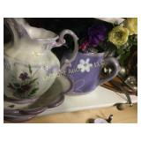 purple water pitcher basin flowers kettle doll