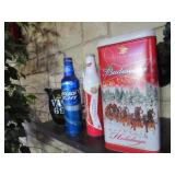 budweiser tin w beer & coasters, bottles pitcher