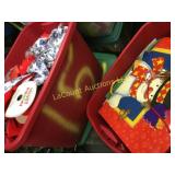 2 totes Christmas gift bags bows ribbons tissue