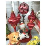 large red hanging ornaments cookie jar snowman