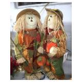pair fall scarecrow figures