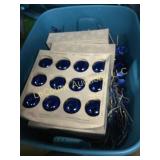 tote of blue ball ornaments misc springs