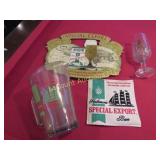 Special Export beer lot pitcher patch sign glass