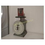 vintage scale & 1940's tobacco tin