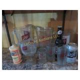 Schlitz beer lot pitcher can bottle candle glasses