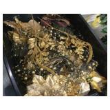 vintage Christmas decor gold black florals NICE