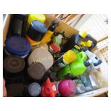 assorted garage liquids sprays cleaners