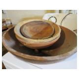 primitive wooden bowls varying sizes
