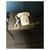 small end table with rotary telephone