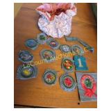 vintage girlscouts patches in old drawstring pouch