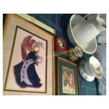 water pitcher basin candle angel picture clock