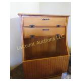Antique wood box w 2 drop down compartments