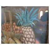 vintage framed fruit print pineapple 22' x 19'
