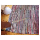 beautiful woven area rug under dining table