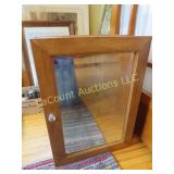 antique medicine cabinet wood frame mirror glass