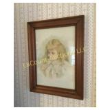 antique framed girl print beautiful