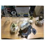 antique oil lamp w original reflector holder