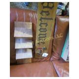 country Welcome wood sign with ducks & mail shelf