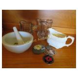 morter pestel misc glassware liverpool ware