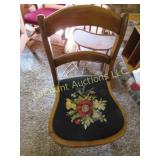 antique accent chair w needlepoint seat