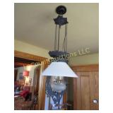 antique electrified oil ceiling lamp raises lowers