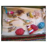 antique Christmas ornaments birds clip on double