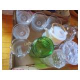 assorted glassware coffee pot covered candy