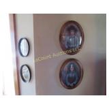 4 oval framed pictures