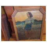woman harvesting framed print picture antique