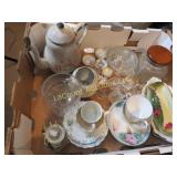 assorted glassware teacups saucers juicer more