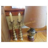 large brass candlestick holders vintage lamp