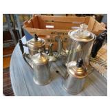 4 vintage coffee pots wood handle