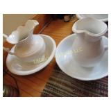 2 vintage water pitchers basins