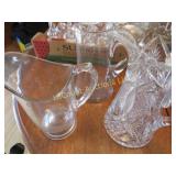 4 beautiful crystal & glass water pitchers
