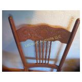 Antique accent chair press back cained chair
