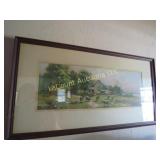 beautiful antique framed farm scene sheep