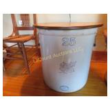 25 Gallon Western crock w wood lid handles