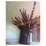 large enameled pot with eucalyptus