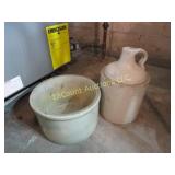 redwing crock and a stoneware jug