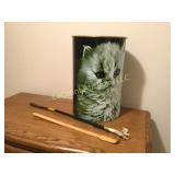 large kitten trash can back scratcher shoe horn