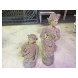 2 concrete garden statues 24" & 36" some damage