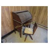 childs roll top desk w chair