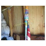 US flag and umbrella metal plant stand